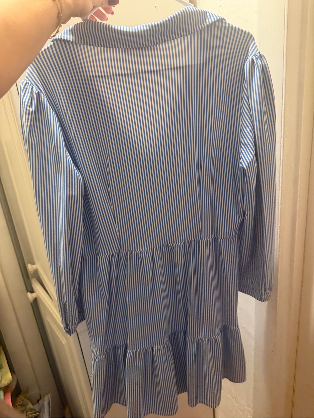 Jude Conally Blue and White Striped Tiered Shirt Dress - Women